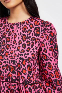 Robe Smock Mini À Volants Étagés Imprimé Animal En Popeline Petite