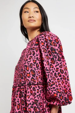 Robe Smock Mini À Volants Étagés Imprimé Animal En Popeline Petite