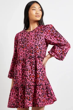 Robe Smock Mini À Volants Étagés Imprimé Animal En Popeline Petite