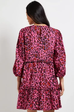 Robe Smock Mini À Volants Étagés Imprimé Animal En Popeline Petite