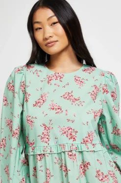 Robe Smock Mini À Volants Étagés Imprimé Fleuri En Popeline Petite