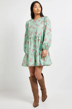Robe Smock Mini À Volants Étagés Imprimé Fleuri En Popeline Petite