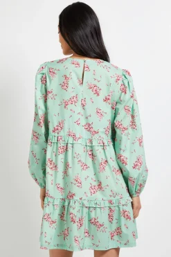 Robe Smock Mini À Volants Étagés Imprimé Fleuri En Popeline Petite