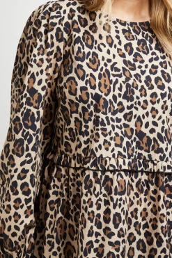 Dorothy Perkins Robe Smock Mini À Volants Étagés Imprimé Léopard En Popeline<Femme Robes À Manches Longues|Robes