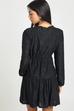 Robe Smock à Motifs Floraux Dévorés avec Nœud Devant