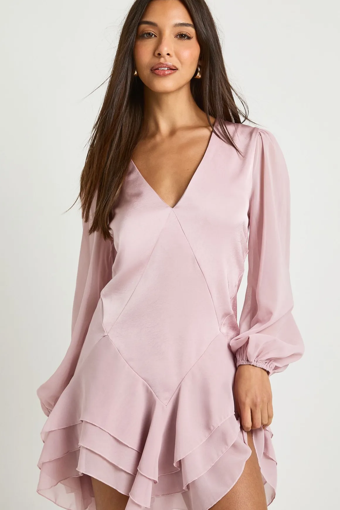 Robe smock à panneaux en chiffon mix