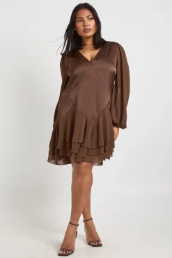 Robe Smock À Panneaux En Mélange De Mousseline Grande Taille