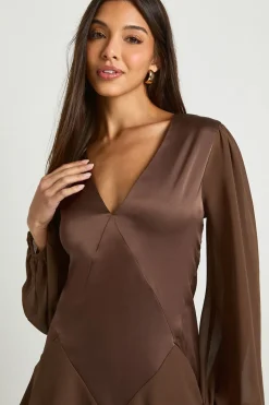 boohoo Robe Smock À Panneaux En Mousseline Mélangée<Femme Looks Chocolat|Robes Babydoll