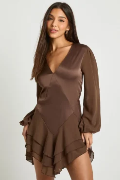 boohoo Robe Smock À Panneaux En Mousseline Mélangée<Femme Looks Chocolat|Robes Babydoll
