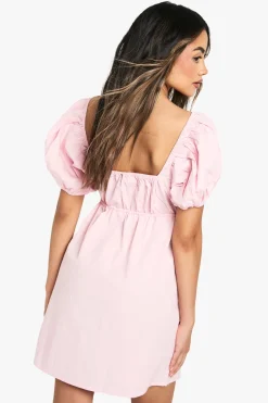 Robe à smocks en popeline de coton