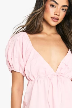 Robe à smocks en popeline de coton