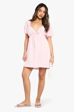 Robe à smocks en popeline de coton