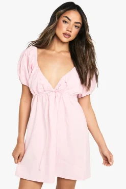 Robe à smocks en popeline de coton