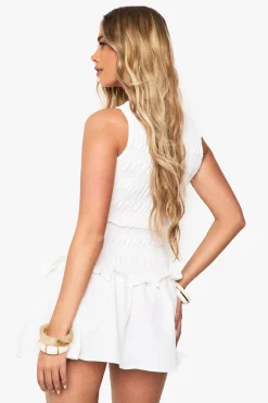 Robe smock shirrée à col racer