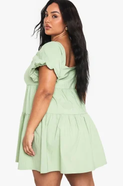 boohoo Robe smock étagée à manches bouffantes extrêmes<Femme Robes Courtes|Robes