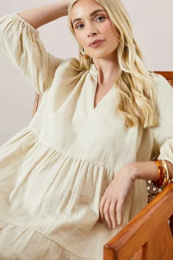 Robe Smock Étagée Texturée Petite