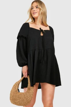 Robe smock texturée à étages pour grande taille