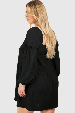Robe smock texturée à étages pour grande taille