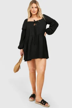 Robe smock texturée à étages pour grande taille