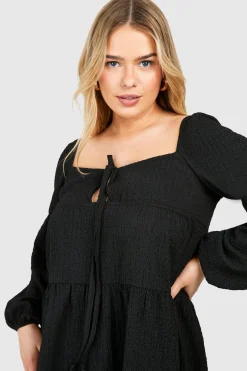 Robe smock texturée à étages pour grande taille