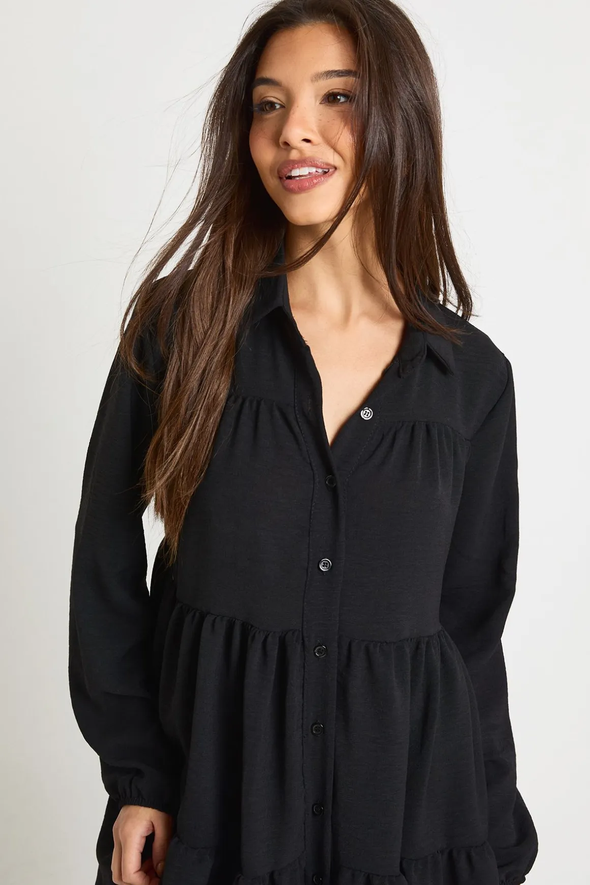 Robe smock texturée à volants