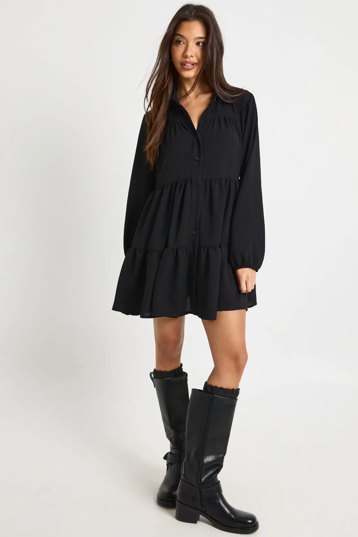 Robe smock texturée à volants