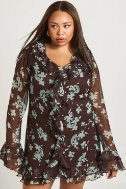 Robe Smock à Volants Fleurie Grande Taille