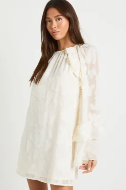 boohoo Robe Smock À Volants Motif Floral Dévoré<Femme Robes Courtes|Robes À Manches Longues