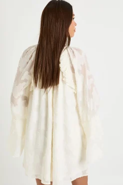 boohoo Robe Smock À Volants Motif Floral Dévoré<Femme Robes Courtes|Robes À Manches Longues