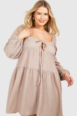Robe smock à volants texturés en grande taille