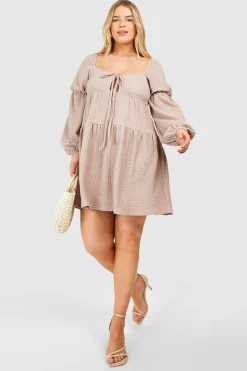 Robe smock à volants texturés en grande taille
