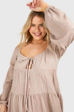 Robe smock à volants texturés en grande taille