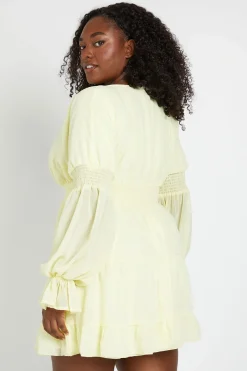 Robe Smock Volumineuse Grande Taille À Encolure En V Et Manches Bouffantes