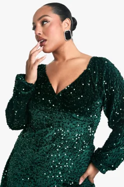 boohoo Robe Swing en velours à sequins Plus<Femme Robes Patineuses|Robes