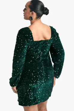 boohoo Robe Swing en velours à sequins Plus<Femme Robes Patineuses|Robes