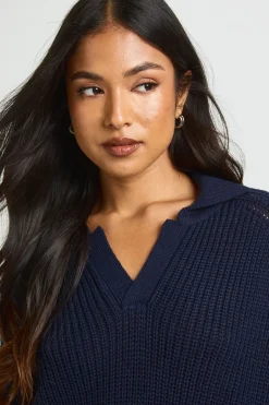 Robe Synthétiquell Col V À Col Chemise En Grosse Maille Petite