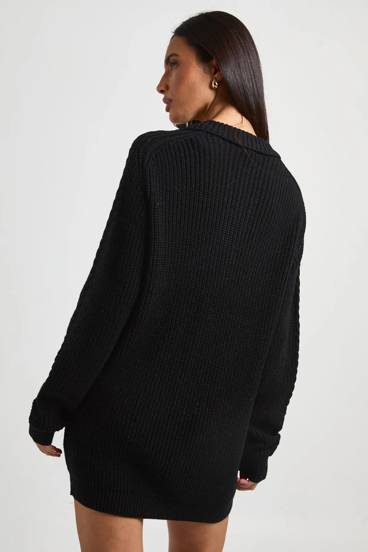 boohoo Robe Synthétiquell Col V À Col Montant En Maille Épaisse<Femme Robes À Manches Longues|Robes