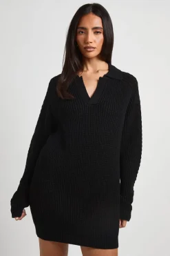 boohoo Robe Synthétiquell Col V À Col Montant En Maille Épaisse<Femme Robes À Manches Longues|Robes