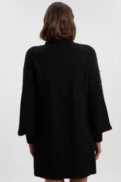 Robe synthétiquell Courte en Maille Torsadée Ornée de Mélange de Laine