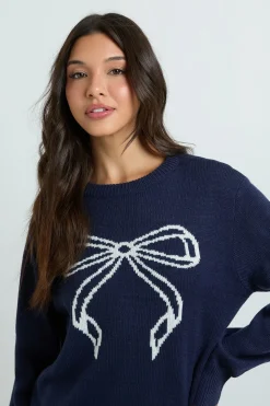 Robe Synthétiquell De Noël À Imprimé Nœud