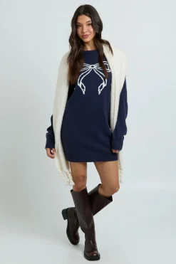 Robe Synthétiquell De Noël À Imprimé Nœud