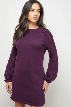 Robe synthétiquell à Détails Manches et Encolure Oblique