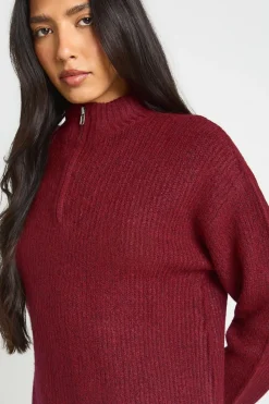 Robe Synthétiquell Longue Oversize En Maille Douce Avec Col Zippé