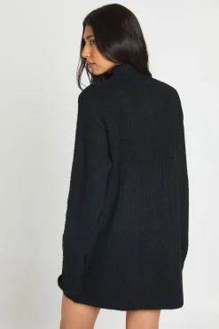 Robe Synthétiquell Longue Oversize En Maille Douce Avec Col Zippé