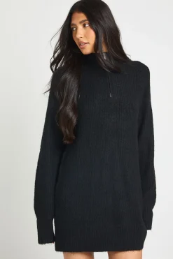Robe Synthétiquell Longue Oversize En Maille Douce Avec Col Zippé
