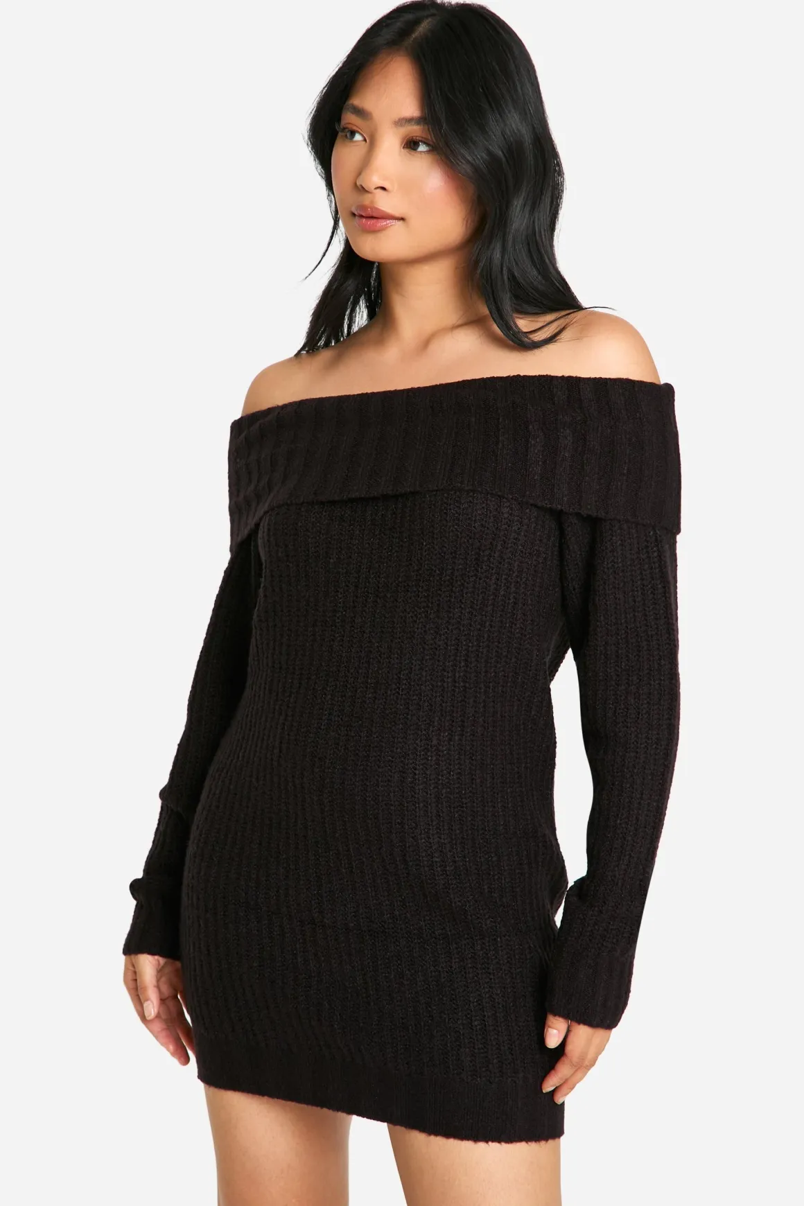 Robe Synthétiquell Mini Bardot À Larges Côtes Petite