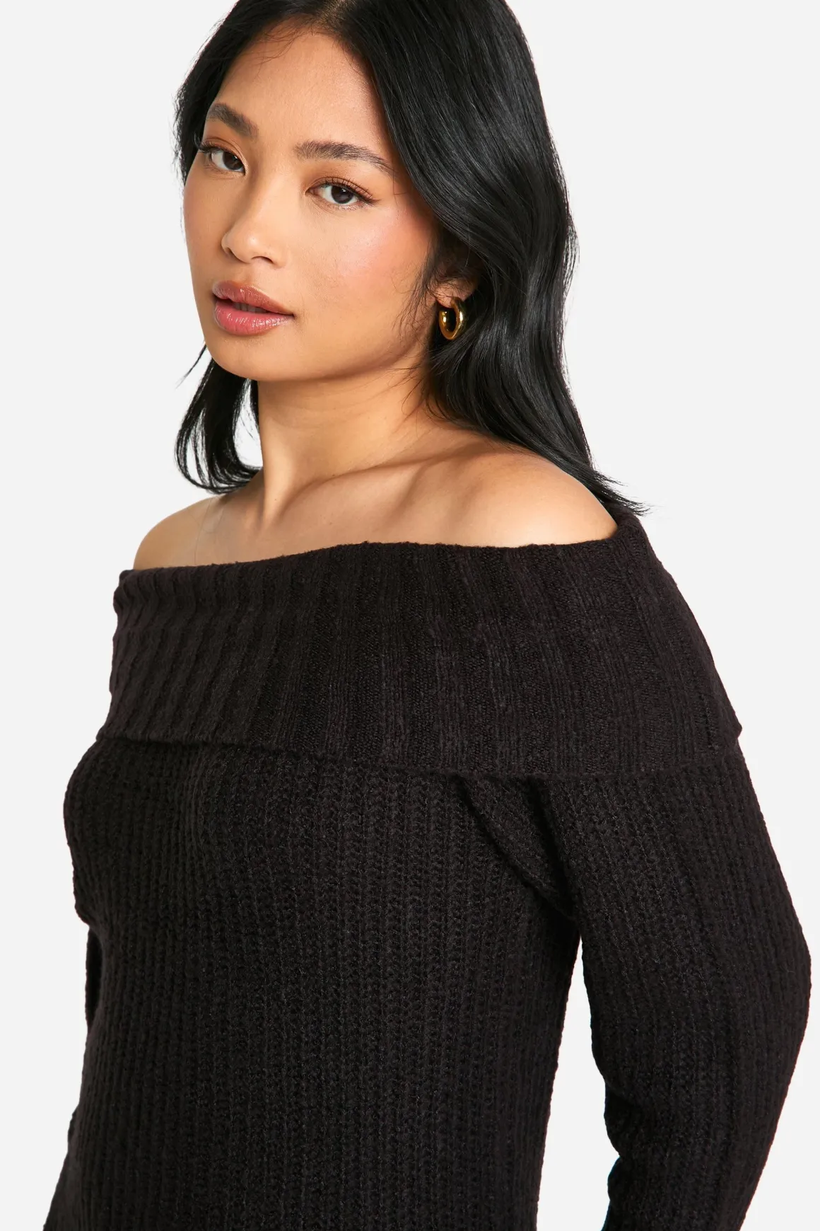 Robe Synthétiquell Mini Bardot À Larges Côtes Petite