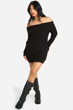 Robe Synthétiquell Mini Bardot À Larges Côtes Petite