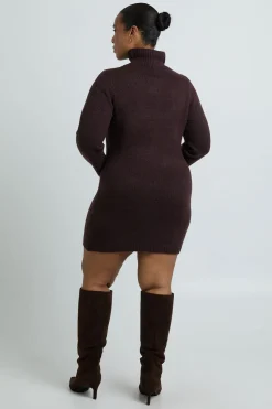 Robe Synthétiquell Mini Col Montant Avec Détail De Couture Grande Taille