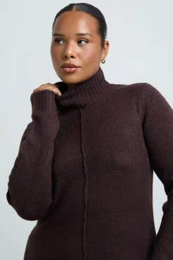 Robe Synthétiquell Mini Col Montant Avec Détail De Couture Grande Taille